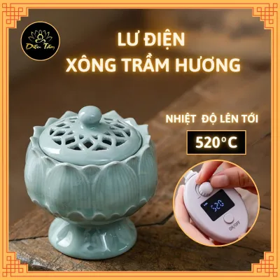 Lư điện xông trầm lư xông trầm 520 độ có hẹn giờ và điều chỉnh nhiệt độ cao cấp dùng để xông trầm hương trầm bột (lư đen)