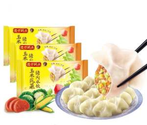 เกี๊ยวจีน 1000g 48 ชิ้น หมูข้าวโพด เไก่เห็ด อาหารมังสวิรัต กี๊ยวแช่แข็งเร็ว เกี๊ยวกึ่งสำเร็จรูป อาหารเช้า