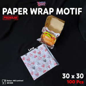 100Pcs Kertas Nasi 30x30 Laminasi Motif Printing Anti Lengket KFC MG Paper Food Grade Dragon Pack