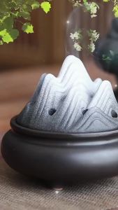 Lư hương gốm Qianlijiangshan cho gia đình lư hương gỗ đàn hương trong nhà lư hương trầm hương lư hương liệu pháp hương thơm lư hương cuộn đồ trang trí liệu pháp hương thơm
