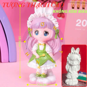 Tượng tô màu Công chúa Cute size đại 18cm thạch cao trắng (Không kèm màu) decor