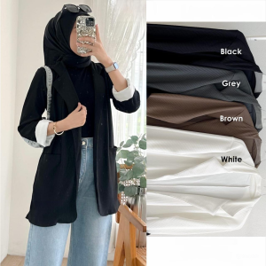 Outer Remaja Korean Style Lipen Cardy #2 Kaos Hannover Premium Blazer Kantoran Wanita Terbaru Kekinian Ootd Simple Elegan Baju Luaran Polos