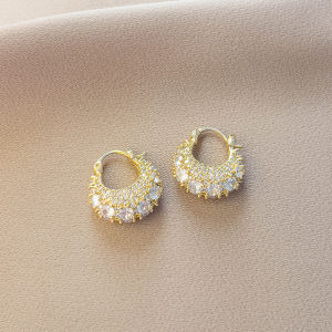 Fashionable Ring Gift 闪钻耳圈 新款爆款小众设计感高级感耳环轻奢气质秋冬耳饰坠女