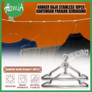 Hanger Baju Stainless Steel Isi 10pcs / Gantungan Jemuran Pakaian Untuk Dewasa dan Anak / Cantolan Bahan kawat Anti Karat Multifungsi - HOMIA