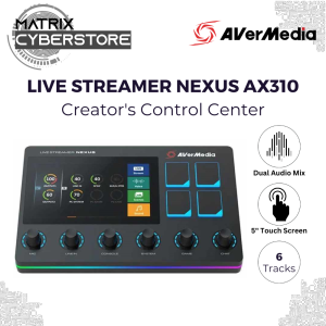AVerMedia Live Streamer NEXUS AX310 - Creators Control Deck 6 Track Audio Mixer IPS Touch Panel Customizable Buttons XLR Support for streaming gaming and content creators