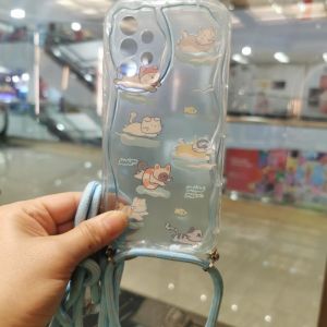 0020 VVV CASE sling AWAN XIAOMI REDMI 9A 9C 10 10a 12LITE 12C 9 9 PRIME NOTE 8 8PRO 9 PRO 10 10S 11 11S POCO M5S Casing lanyard tali selempang gambar motif gelombang cute lucu bunny fish cute lucu