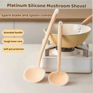Quivlox Silicone Spatula Mushroom Long Handle Non Stick Stir Fry Spoon Heat Resistant Cooking Sudip