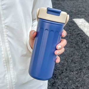 MNTT 500ml Stainless Steel Thermos Cup Insulation Or Cooling High-Capacity Portable Drinking Bottle Cute Leak-Proof Straw Travel Cup Outdoors