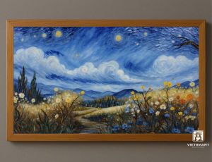 Tranh Nghệ thuật "Đêm Đầy Sao" VIETSMART ART - Acrylic trên toan vải 60 x 90cm