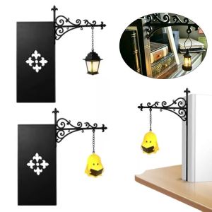 NOBLELYN Warm LED Library Lantern Mini Black Bookcase Lamp Vintage Style Reading Nook LED Nightlight Reading Nook Decor