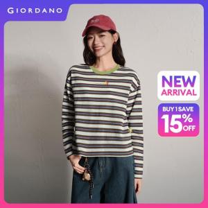 Giordano Women Tom & Jerry print long sleeve striped tee Free Shipping 18326826