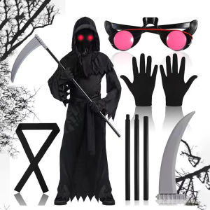 1Set Halloween Cosplay Hantu Cosplay Vampire Jubah Penuai Suram