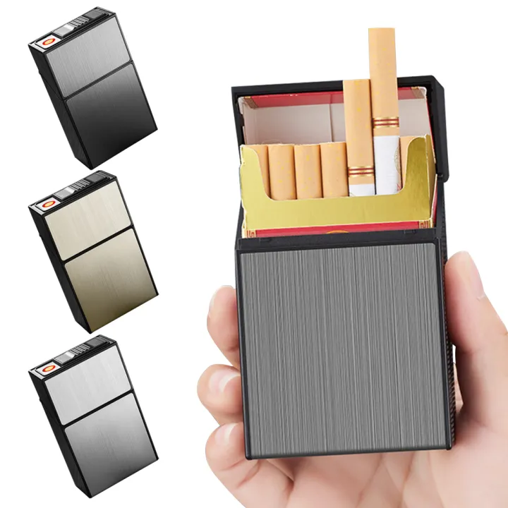 Rechargeable USB Cigarette Case 2-in-1 Cigarette Box With Lighter For 88mm  Cigarette Storage Box Moisture Proof Smoking Boxes