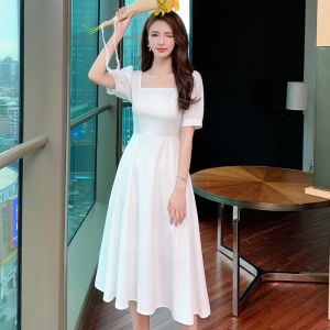 White Formal Civil Wedding Graduations Baptismal Dedication Kasal Binyag Fashion Dress on Sale㏇X0411