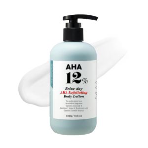 Sữa dưỡng thể tẩy tế bào chết Village 11 Factory Relax Day AHA 12% 10.6 oz Axit Glycolic Dành cho bệnh Keratoplatosis (KP) chân thối và da thô ráp Kem dưỡng ẩm cấp nước Dành cho các vết thâm mụn trứng cá và cải thiện kết cấu da.