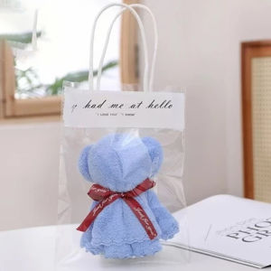 Bear Type Towel Cute Teddy Bear Folded Towel Hand Towel Microfiber Face Towel with Bag Gifts Wedding Present Birthday