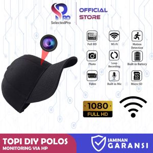 Selectedpro Spycam Topi WiFi 64GB Kamera Keamanan TOPDIYMP Aktivitas Outdoor Desain Stylish HD 1080P