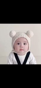 Baby Wool Cap Boys Girls Hats Children Knitting Cap Kids Warm Thick Cap Cartoon Bear Ear Protection PAZU