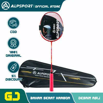 ALPSPORT GJ PRO - Raket Fast Attack 10U Super Ringan (60-65g) T700 Carbon Full - Ungu/Hitam/Merah Tensi 30lbs Handle G5