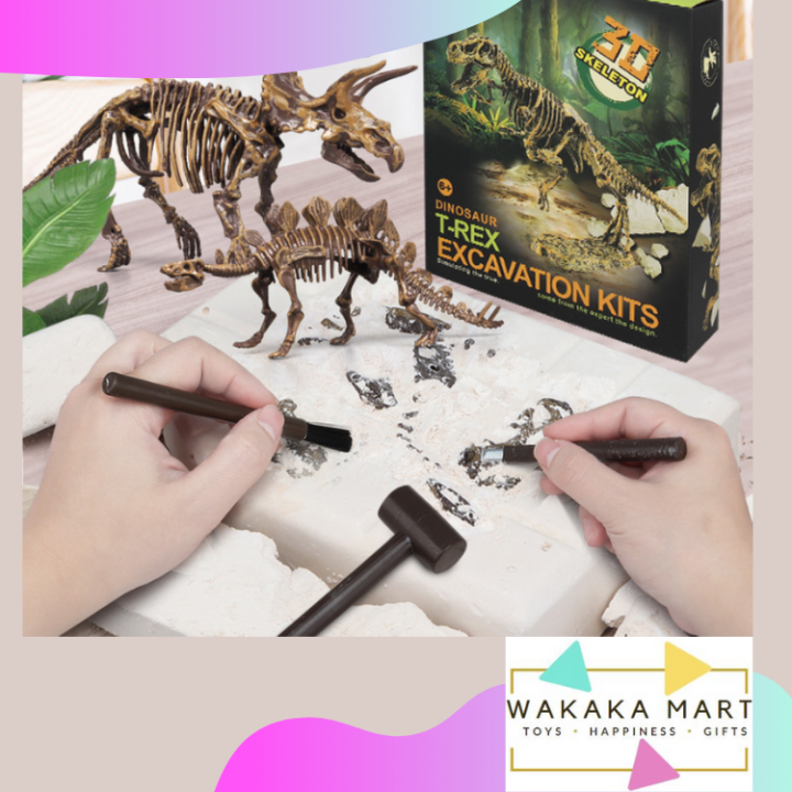 [ᴡᴀᴋᴀᴋᴀᴍᴀʀᴛ]Dinosaur Excavation Kits, Mainan Pendidikan Tulang Dino
