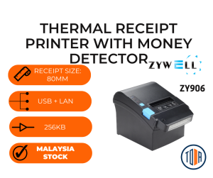 Zywell ZY906 Thermal Receipt Printer 80mm (USB + Lan) POS Printer with Money Detector