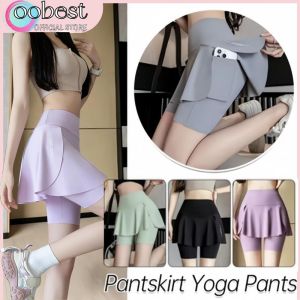 oobest Quick-Dry sports shorts For women High Waist Yoga Fitness panty with pockets Ice silk sports skirt womens anti-walking light running fitness Sports panty