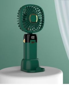 Quạt cầm tay mini hiển thị % pin kèm giá đỡ điện thoại dây đeo cổ tiện lợi