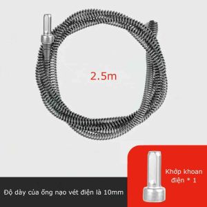 Dây Thông Tắc Cống Thông Bồn Cầu Lò Xo Inox Siêu Bền Từ 2m - 20m Lắp Cùng Máy Khoan Đã Có Đầu Nối Có Tay Quay BAUHO