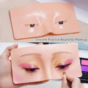 NO4 PANDA Silicone Material Makeup Practice Board Reusable 3D Realistic Model Eyebrow Tattoo Practice Skin Odor-free Multi-pourpose Eyeliner Training Face Pad Makeup Beauty Academy