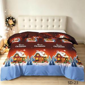 Buy1 Take2=3Pcs Christmas Beddings Winter Snow Fitted BedsheetGreen Red Blue Blankets Flat Sheet King Size 180*200cmChristmas Blanket Premium Bedsheet Poly Cotton