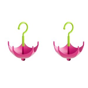 TRASTO 2Pcs 5 Claw Umbrella Shape Hooks Plastic Punch Free Umbrella Rotation Coat Hanger Multifunctional Space Saving Scarf Storage Rack for Home