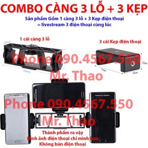 Bộ Cây Tripod + 5 Kẹp điện thoại + 5 Càng xoay 360 độ  Gậy chụp ảnh 3 chân Cây livestream quay video dựng phim