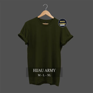 KAOS POLOS HIJAU ARMY COTTON COMBED 30S LENGAN PENDEK