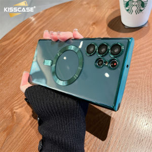 KISSCASE Classic Plating Magsafe For Samsung S24Ultra Case Magsafing Wireless Charge Case For Samsung Galaxy S24 S23 Ultra Plus S22plus S22ultra Clear Lens Glass Back Cover Case