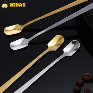 【N2HAO】 1PCS Stainless Steel Long Handle Ice Spoon Tableware For Coffee &Tea Ice Cream Dessert Stirring Spoons Scoop
