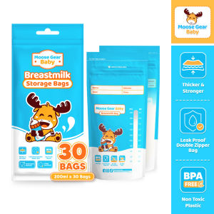 Moose Gear Baby Breastmilk Storage Bag 200ml 30pcs (1BAG) Leak Proof Double Zip Lock bag