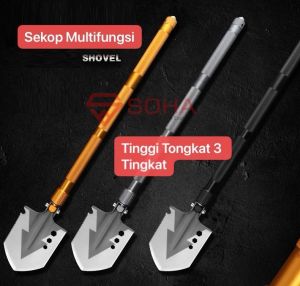 TK-27 Sekop Gergaji Mini Lipat Portable Obeng Pemecah Kaca Peluit Berkebun Camping Outdoor Jadi Cangkul