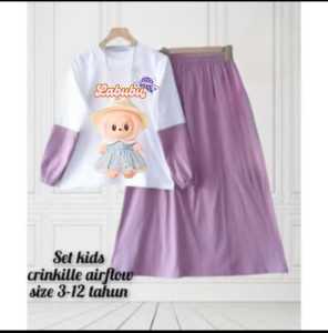 Baju setelan anak perempuan gambar LABUBU cantik terbaru viral untuk usia 3-12 tahun