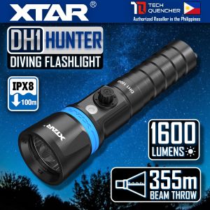 XTAR DH1 Hunter Diving Flashlight - 1600 Lumens - 355m - Rechargeable 21700 Battery - Spearfishing