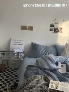 ins Gradient Solid Color Bedding Set Washed Cotton Bed Sheet Duvet Cover Single Piece Student Three-Piece Dormitory Supplies LZD