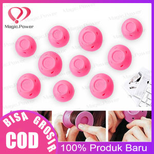 10Pcs Rambut Hair Curler Silicone Set Lembut Magic Rol Rambut Pengeriting Rambut Tidak Panas Alat Styling Rambut-Merah Jambu