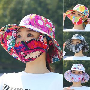 JESJELIU Wide Brim Sun Protection Hat Shawl Protect Face Neck Tea Picking Cap Breathable Anti-uv Fisherman Hat Agricultural Work