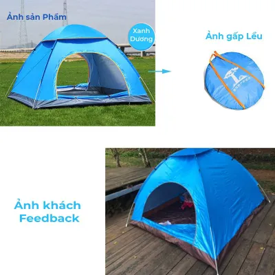 Lều cắm trại tự bung chống nước cho 4-5 người - Lều dã ngoại du lịch 2 cửa 2 lớp thông thoáng