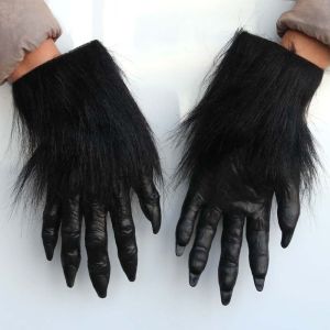 PYA94 Latex Halloween Gloves Realistic Creepy Beast Claws Costume Accessories Textured Werewolf Hands Adults