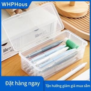 WHPHous 1PC công suất lớn nhựa hộp bút chì Stackable mờ rõ ràng bút chì Hộp văn phòng vật tư lưu trữ tổ chức hộp