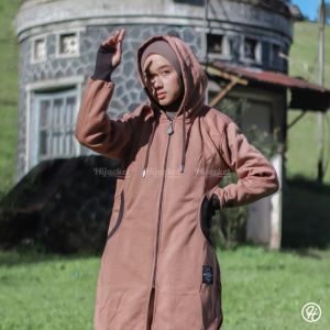 Kekinian HIJACKET - Jaket Hijaber ELEKTRA Brown | Jaket Wanita Panjang | Outerwear For Hijaber Jaket Musim dingin Wanita Jaket Tebal