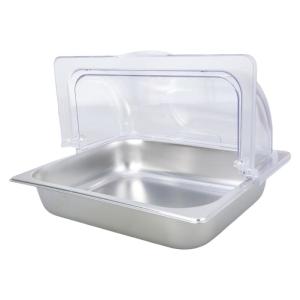 Commercial Grade Stainless Steel Display Container Elegant Clear Lid Buffets Tray for Hotel Catering Event