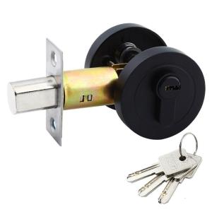 Single Cylinder Deadbolts Round Door Lock Key Entry Sturdy Stainless Steel for 35 50mm Front Bathroom Bedroom Door