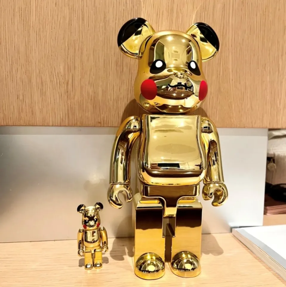 Ready Stock]Bearbrick Pikachu 100% & 400% Set Gold Chrome Ver