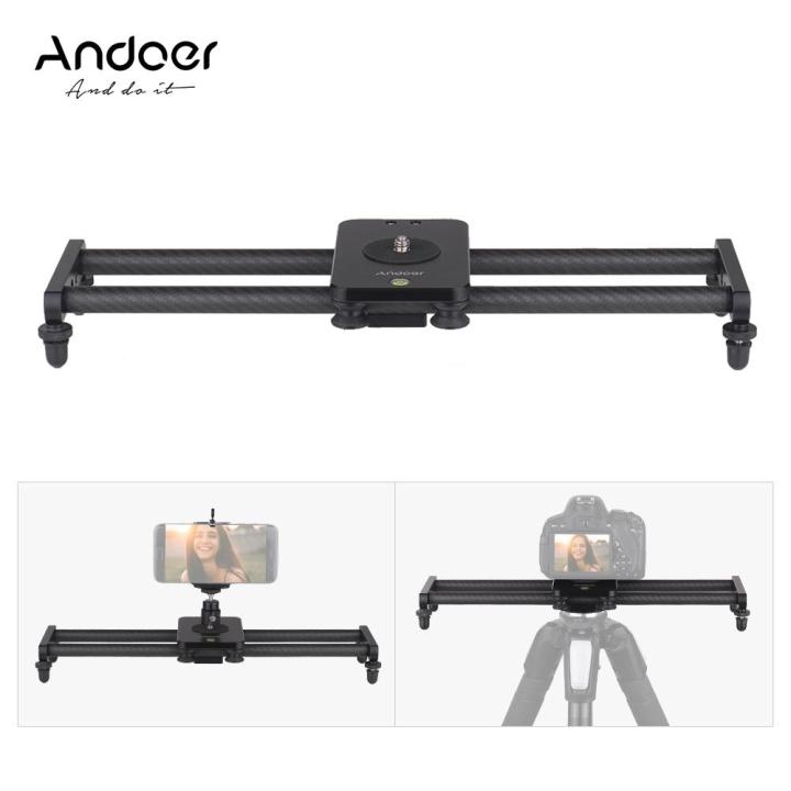 Andoer 40cm/ 15inch Carbon Fiber Camera Track Slider Video Stabilizer Rail  with Mini Ballhead Phone Clamp for DSLR Camera Camcorder DV Film